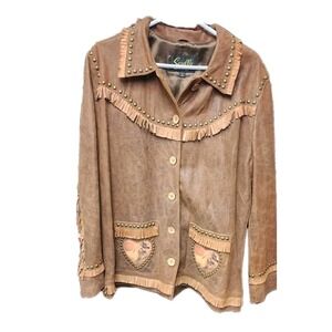 Scully western light brown womens XXL fringe leather jacket